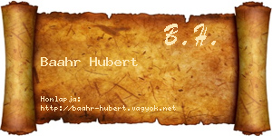 Baahr Hubert névjegykártya